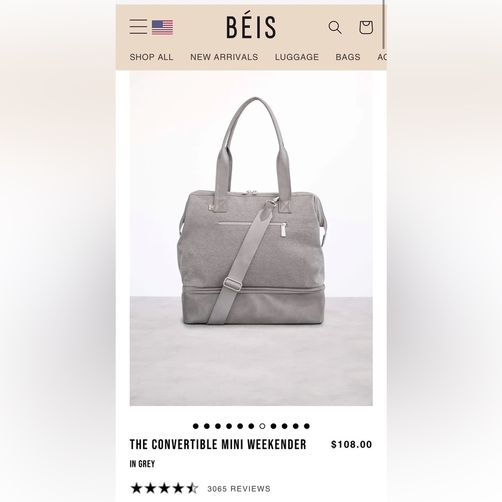 BEIS Convertible Mini Weekender Bag